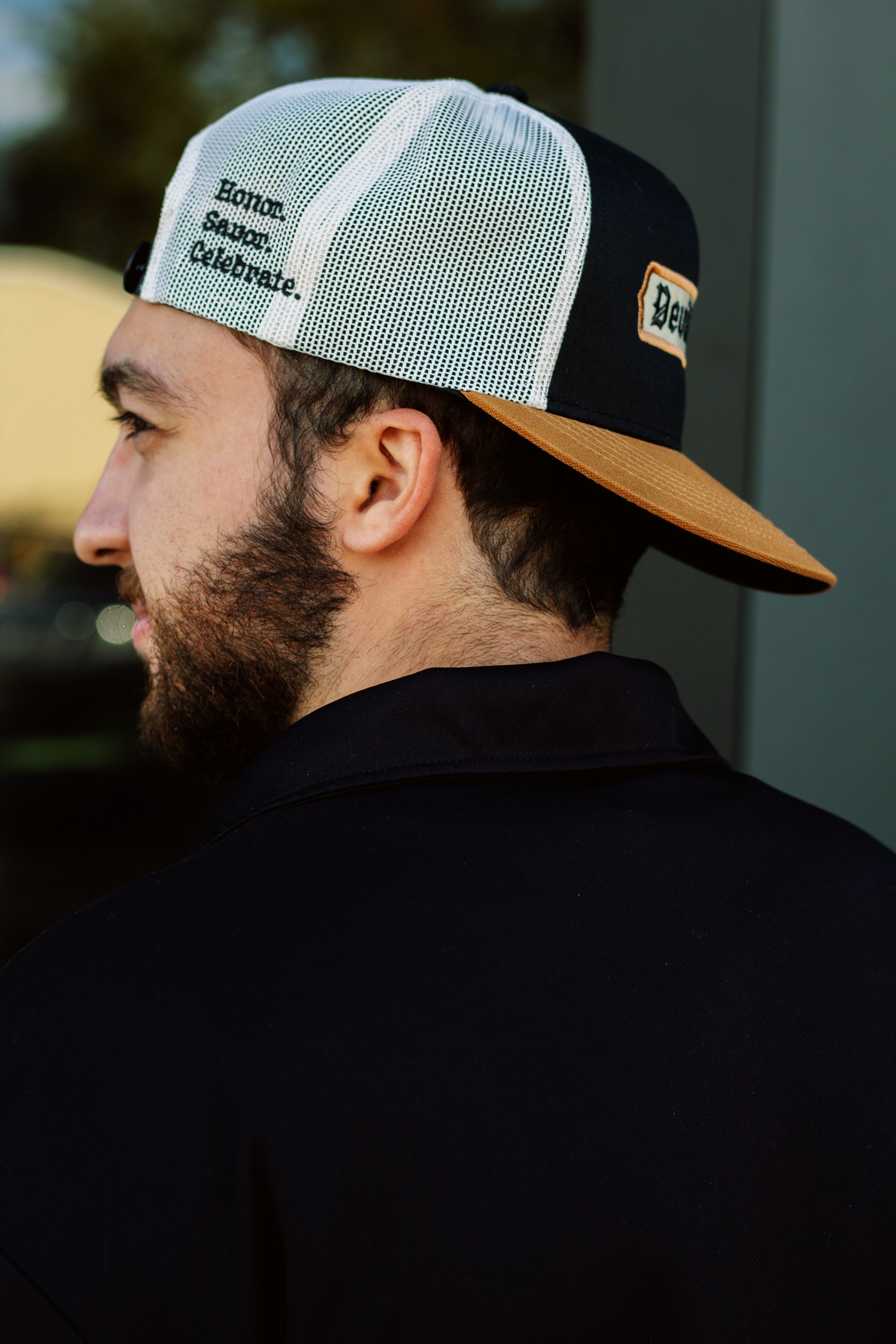 Hat - Black/Stone/DUK + 2-location embroidery w/ applique