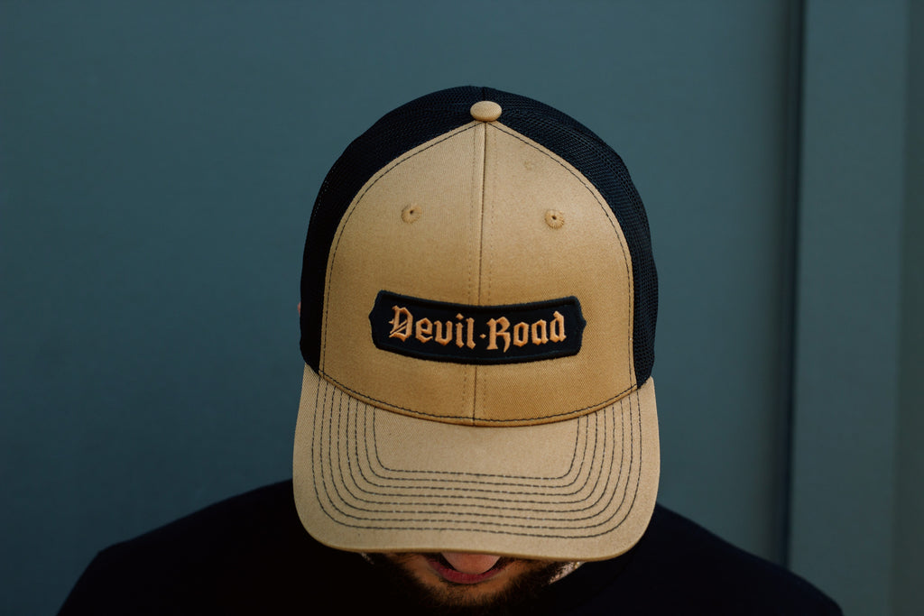 Hat - Old Gold/Black + 2-location embroidery w/ applique