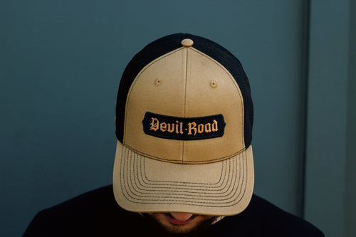 Hat - Old Gold/Black + 2-location embroidery w/ applique