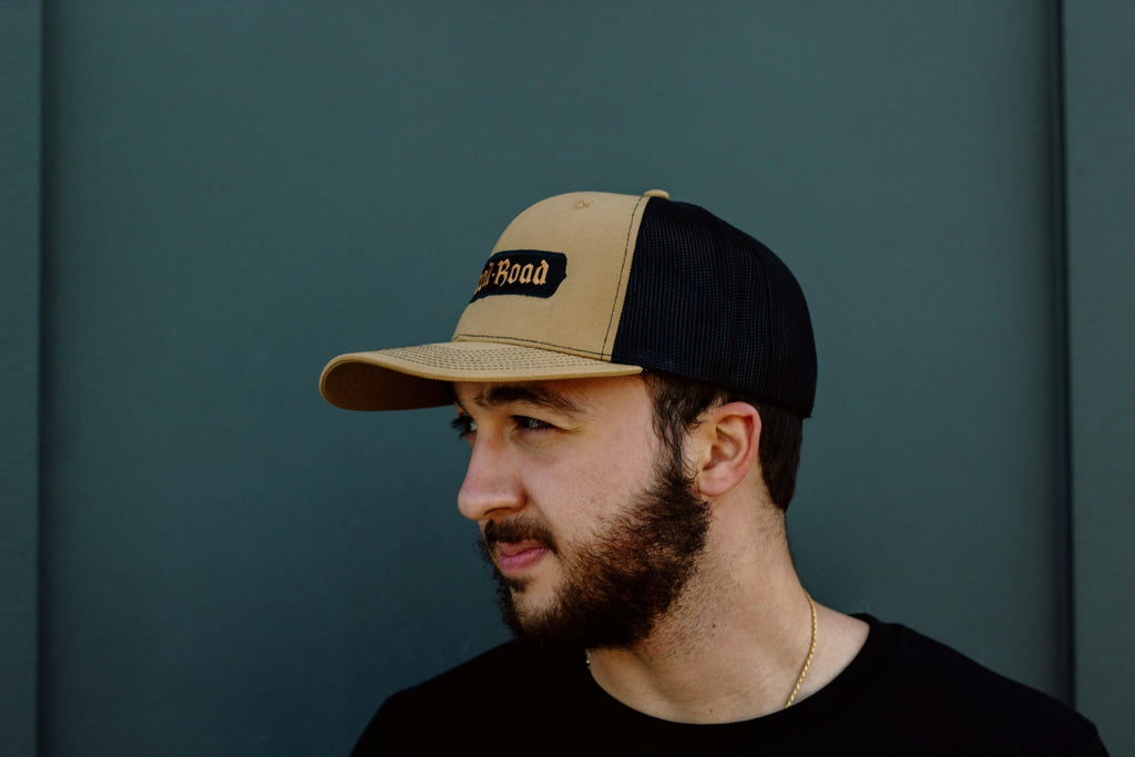 Hat - Old Gold/Black + 2-location embroidery w/ applique