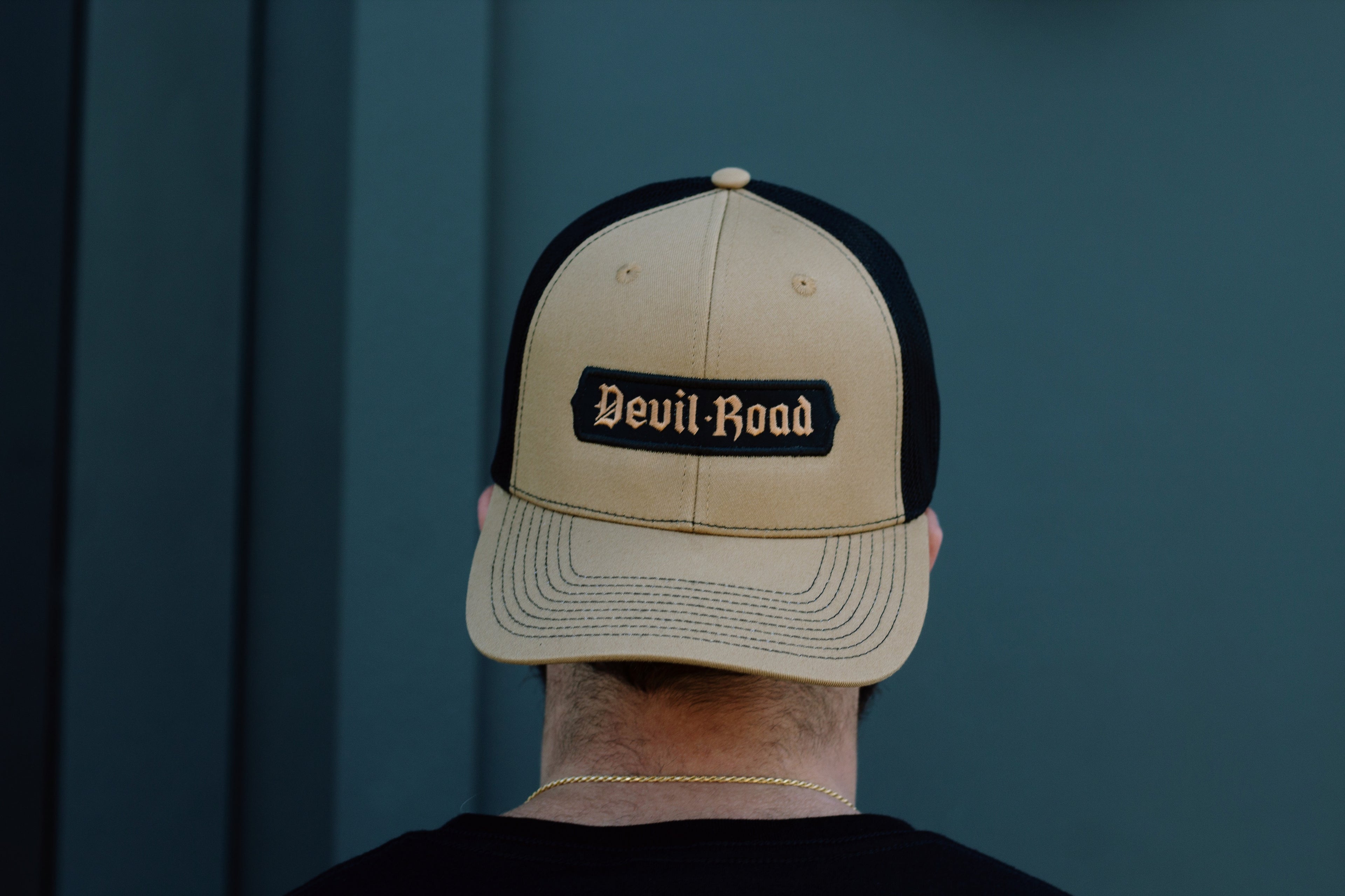Hat - Old Gold/Black + 2-location embroidery w/ applique